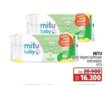 Promo Harga MITU Baby Wipes Antiseptic Refreshing Lime 50 pcs - Lotte Grosir