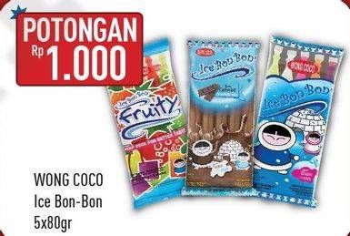 Promo Harga WONG COCO Ice Bon Bon per 5 pcs 80 gr - Hypermart