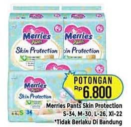 Promo Harga Merries Pants Skin Protection S34, M30, L26, XL22 22 pcs - Hypermart