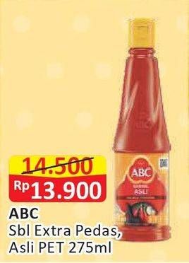 Promo Harga ABC Sambal Asli, Extra Pedas 275 ml - Alfamart