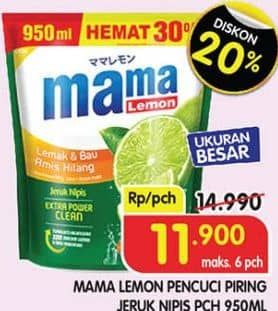 Promo Harga Mama Lemon Cairan Pencuci Piring Jeruk Nipis 950 ml - Superindo
