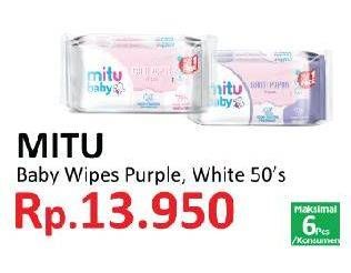Promo Harga MITU Baby Wipes Purple, White 50 pcs - Yogya