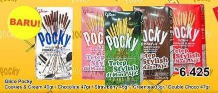 Promo Harga Glico Pocky Cookies Cream/Chocolate/Double Choco/Strawberry/Green Tea  - TIP TOP