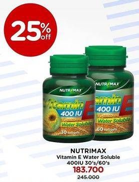 Promo Harga Nutrimax Vitamin E 400IU Water Soluble 30 pcs - Watsons