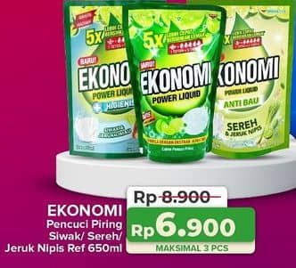 Promo Harga Ekonomi Pencuci Piring Power Liquid Siwak Jeruk Limau, Sereh Jeruk Nipis, Jeruk Nipis 650 ml - Yogya