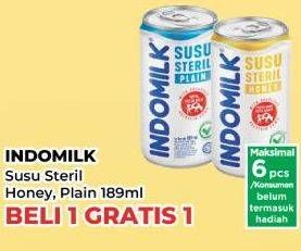 Promo Harga Indomilk Susu Steril Honey, Plain 189 ml - Yogya