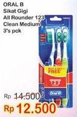 Promo Harga ORAL B Toothbrush All Rounder 1 2 3 Medium per 3 pcs - Indomaret