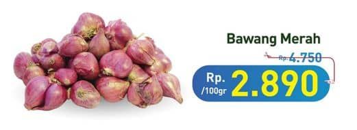 Bawang Merah per 100 gr Diskon 39%, Harga Promo Rp2.890, Harga Normal Rp4.750