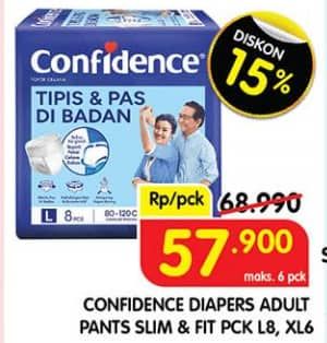 Promo Harga Confidence Adult Pants Slim & Fit Extra Absorb L8, XL6 6 pcs - Superindo