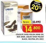 Promo Harga COLOLITE Liquid Shoe Polish Mink, Black, Neutral 25 gr - Superindo