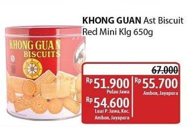 Promo Harga Khong Guan Assorted Biscuit Red Mini 650 gr - Alfamidi