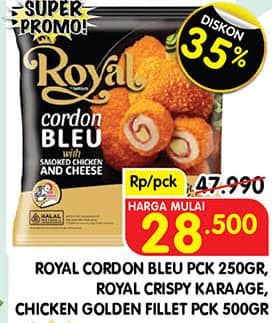 Promo Harga Belfoods Royal Nugget Cordon Bleu, Crispy Karaage, Golden Fillet 250 gr - Superindo