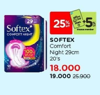 Promo Harga Softex Comfort Night Wing 29cm 20 pcs - Watsons