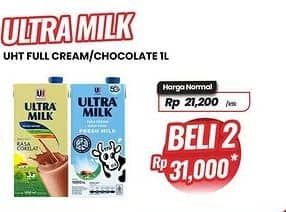 Promo Harga Ultra Milk Susu UHT Coklat, Full Cream 1000 ml - Carrefour