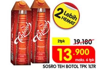 Promo Harga SOSRO Teh Botol Original 1000 ml - Superindo