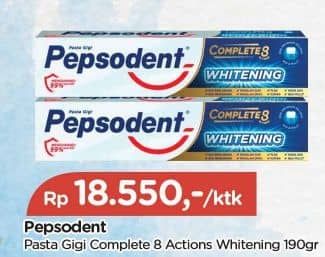 Promo Harga Pepsodent Pasta Gigi Complete 8 Actions Plus Whitening 190 gr - TIP TOP