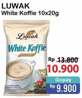 Promo Harga Luwak White Koffie Original per 10 sachet 20 gr - Alfamart