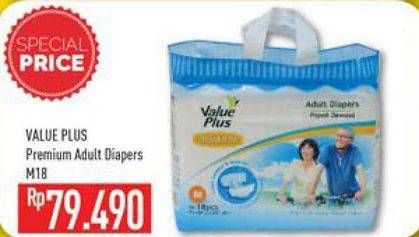 Promo Harga VALUE PLUS Premium Adult Diapers M18  - Hypermart