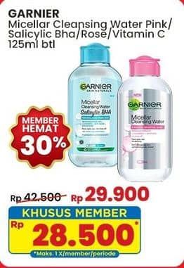 Promo Harga Garnier Micellar Water Pink, Salicylic BHA, Rose, Vitamin C 125 ml - Indomaret