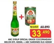 Promo Harga ABC Syrup Special Grade 485ml + Sardines 425ml  - Superindo