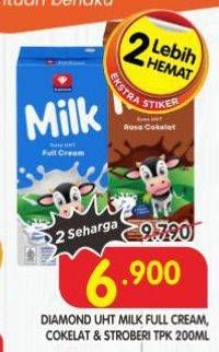 Promo Harga Diamond Milk UHT Chocolate, Strawberry 200 ml - Superindo