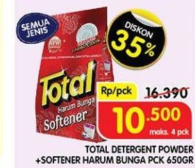 Promo Harga Total Detergent Softener Harum Bunga 650 gr - Superindo