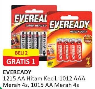 Promo Harga EVEREADY Battery 1215 AA Hitam Kecil, 1012 AAA, 1015 AA Merah  - Alfamart