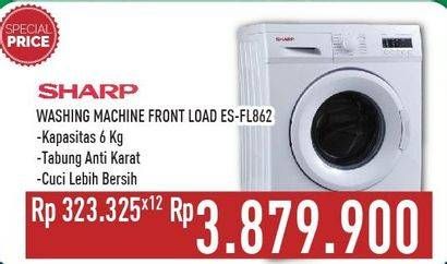 Promo Harga SHARP ES-FL862 | Washing Machine Front Load 6kg  - Hypermart