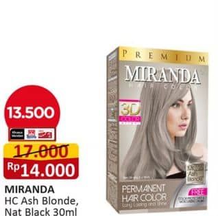 Promo Harga Miranda Hair Color MC16 Ash Blonde, MC1 Natural Black 30 ml - Alfamart