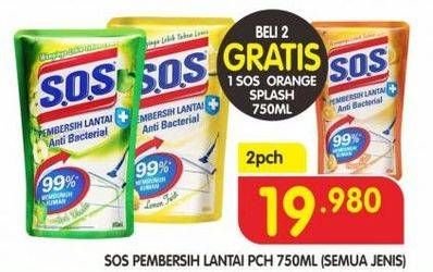 Promo Harga SOS Pembersih Lantai All Variants per 2 pouch 750 ml - Superindo