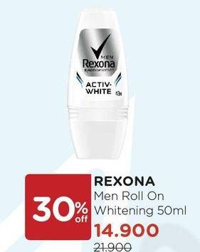 Promo Harga REXONA Men Deo Roll On Activ-White 45 ml - Watsons