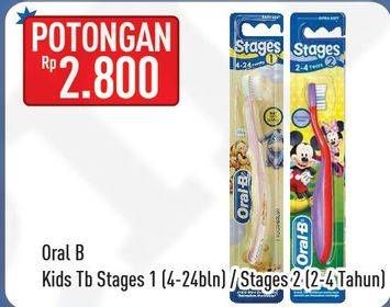 Promo Harga ORAL B Toothbrush Stages For Kid Stages 1, Stages 2 1 pcs - Hypermart