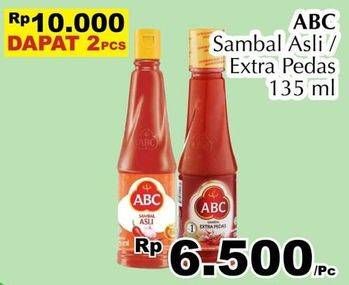 Promo Harga ABC Sambal Asli, Extra Pedas per 2 botol 135 ml - Giant