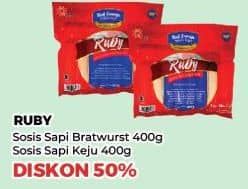 Promo Harga Ruby Sosis Sapi Bratwurst Original, Keju 400 gr - Yogya