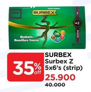 Promo Harga Surbex -X  Supplement Makanan Strip 6 pcs - Watsons