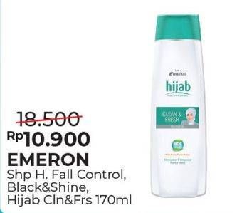 Promo Harga EMERON Shampoo Hijab Hairfall Control, Black Shine, Clean Fresh 170 ml - Alfamart