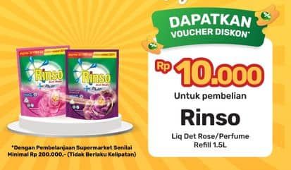 Promo Harga Rinso Liquid Detergent + Molto Pink Rose Fresh, + Molto Purple Perfume Essence 1500 ml - Yogya