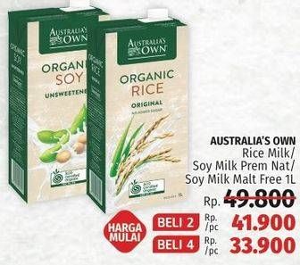 Promo Harga AUSTRALIAS Own Milk Rice, Soy Unsweetened 1000 ml - LotteMart