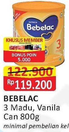 Promo Harga BEBELAC 3 Susu Pertumbuhan Madu, Vanila 800 gr - Alfamart