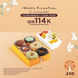 Promo Harga JCO 1/2 DZN DONUTS + 1 JCOOL TO GO  - JCO