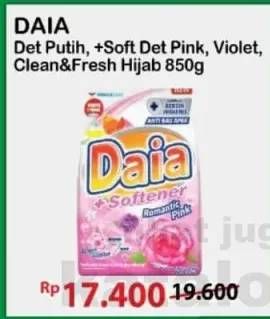 Promo Harga Daia Deterjen Bubuk Putih, + Softener Pink, + Softener Violet, Clean Fresh Hijab 850 gr - Alfamart