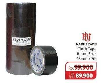 Promo Harga NACHI Cloth Tape Hitam 5 pcs - Lotte Grosir