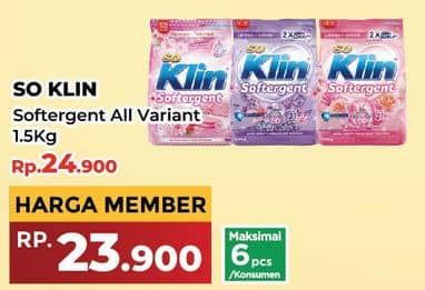 Promo Harga So Klin Softergent All Variants 1500 gr - Yogya
