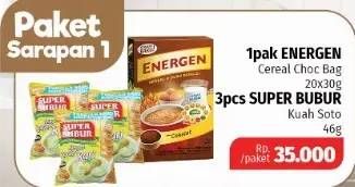 Promo Harga Paket Sarapan 1 (ENERGEN Cereal Instant + SUPER BUBUR Bubur Instant )  - Lotte Grosir