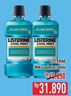 Promo Harga Listerine Mouthwash Antiseptic Cool Mint 500 ml - Hypermart