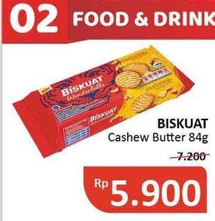 Promo Harga BISKUAT Wonderfulls Biskuit Cashew Butter 84 gr - Alfamidi