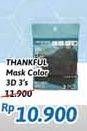 Promo Harga THANKFUL Earloop Daily Mask Mask Color 3D 3 pcs - Alfamidi