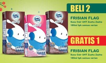 Promo Harga FRISIAN FLAG Susu UHT Milky Zuzhu Zazha All Variants per 2 pcs 180 ml - Indomaret