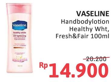 Promo Harga Vaseline Body Lotion UV Lightening, Fresh Fair Cooling UV 100 ml - Alfamidi