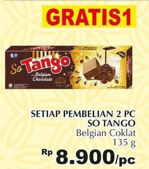 Promo Harga TANGO Wafer So Tango Belgian Chocolate per 2 box 135 gr - Giant